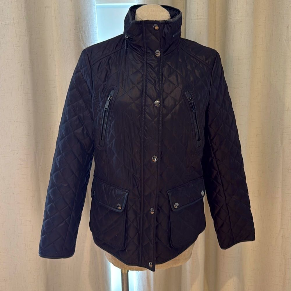 Michael Kors Quilted Black Jacket with Hood Size L